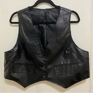 Plus Size Faux Leather Vest